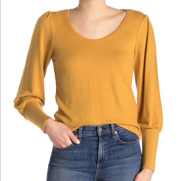 Madewell Sweaters - Madewell Mustard Puff Sleeve Sweater S